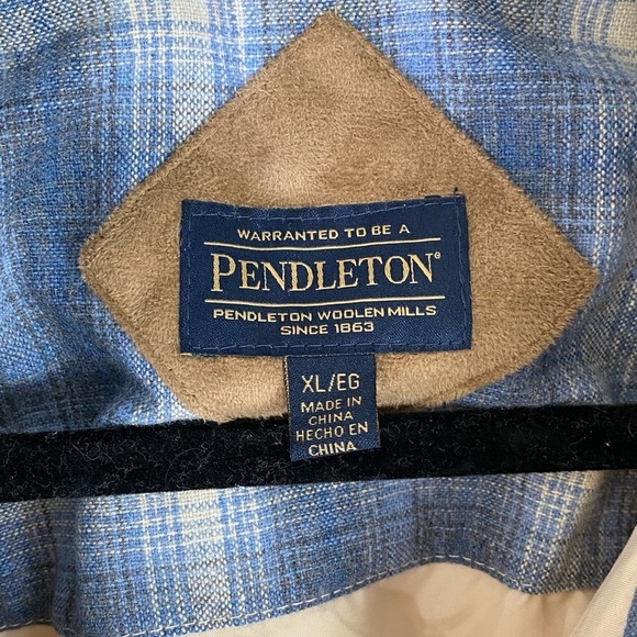 Pendleton Women’s Cream Blue Plaid Accent Fuzzy Full Zip Teddy Jacket XL - Picture 7 of 15